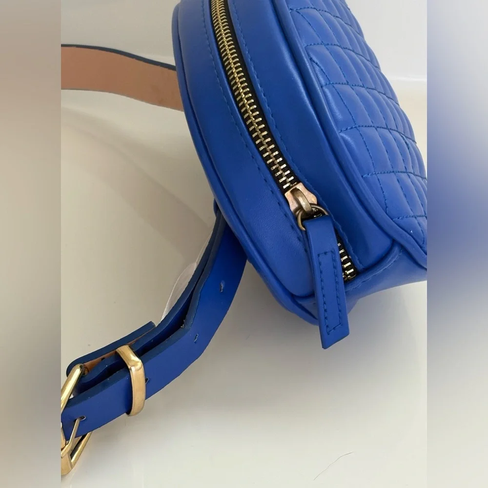 NWOT Royal Blue Quilted Women's Belt Bag with Gold Buckle. - Picture 3 of 9